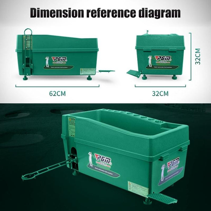 Golf Ball Dispenser Automatic Tee Up Machine With Club Rack - Size 62X32X32Cm Green