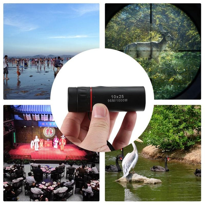 10X25 Portable Professional High Times High Definition Dual Focus Zoom Monocular Pocket Telescope - 9.2X3Cm