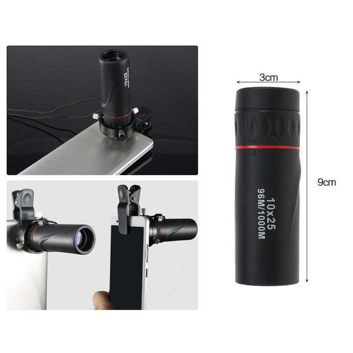 10X25 Portable Professional High Times High Definition Dual Focus Zoom Monocular Pocket Telescope - 9.2X3Cm