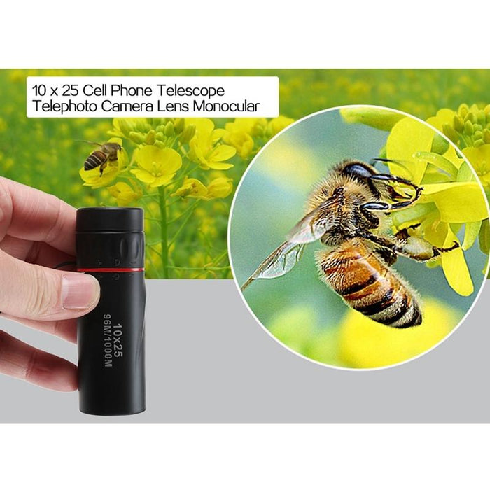 10X25 Portable Professional High Times High Definition Dual Focus Zoom Monocular Pocket Telescope - 9.2X3Cm