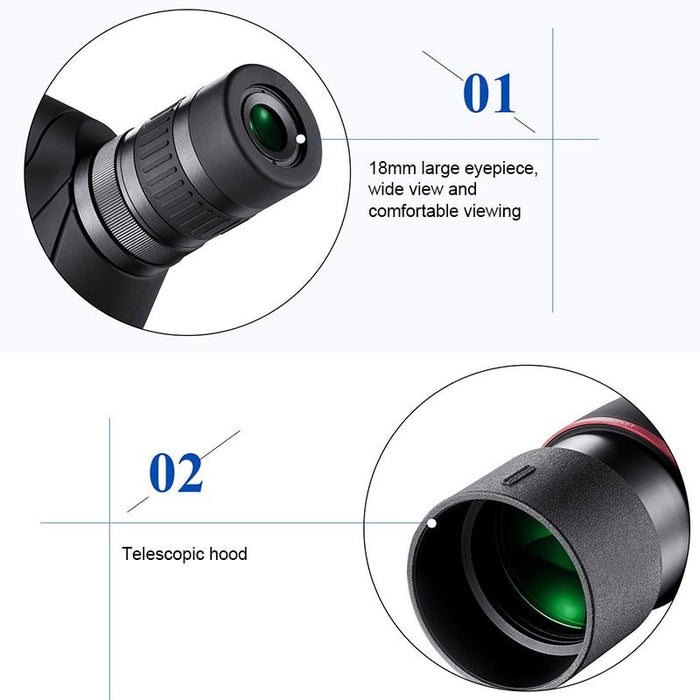 Htk-72 20X-60X High Definition Night Vision Zoom Monocular Telescope For Outdoor Camping Birdwatching With Tripod Black