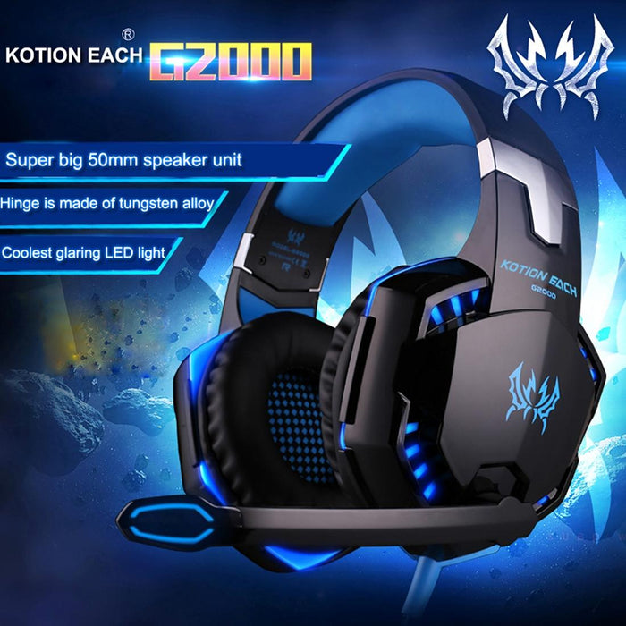 Over-Ear Gaming Headset With Mic Led Light And Stereo Bass For Pc Gamer
