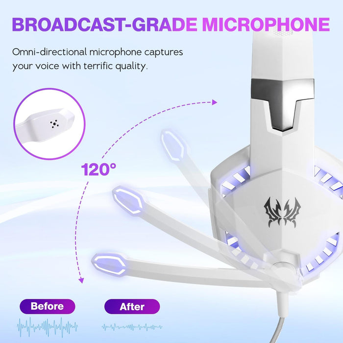 Over-Ear Gaming Headset With Mic Led Light And Stereo Bass For Pc Gamer