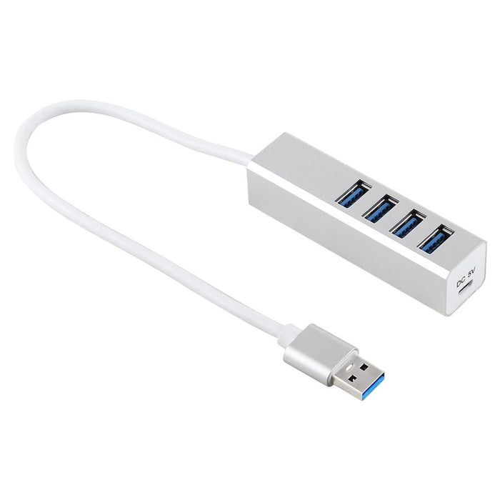 4-Port Usb 3.0 Hub 5Gbps Super Speed Self / Bus Powered Silver