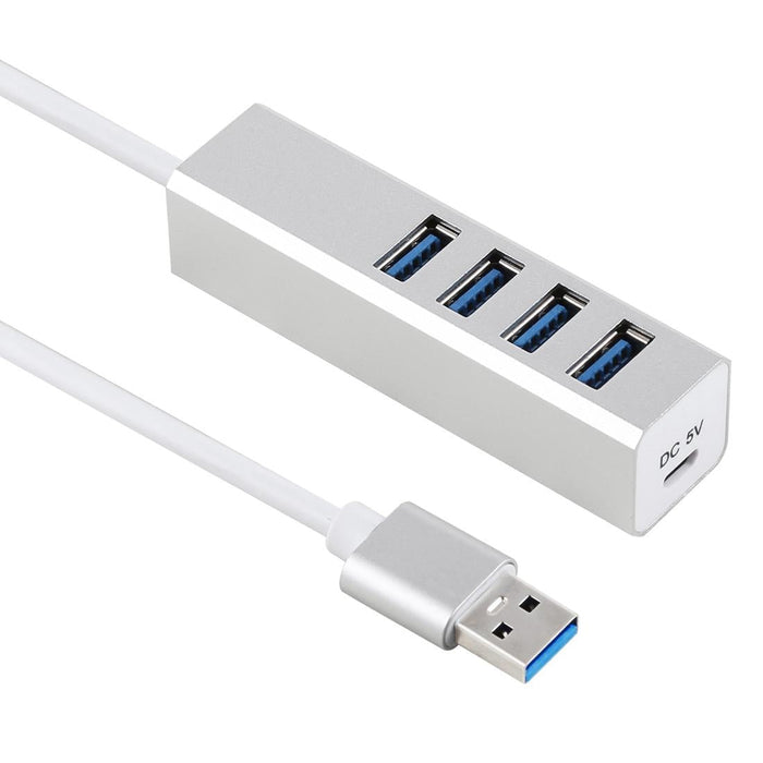 4-Port Usb 3.0 Hub 5Gbps Super Speed Self / Bus Powered Silver