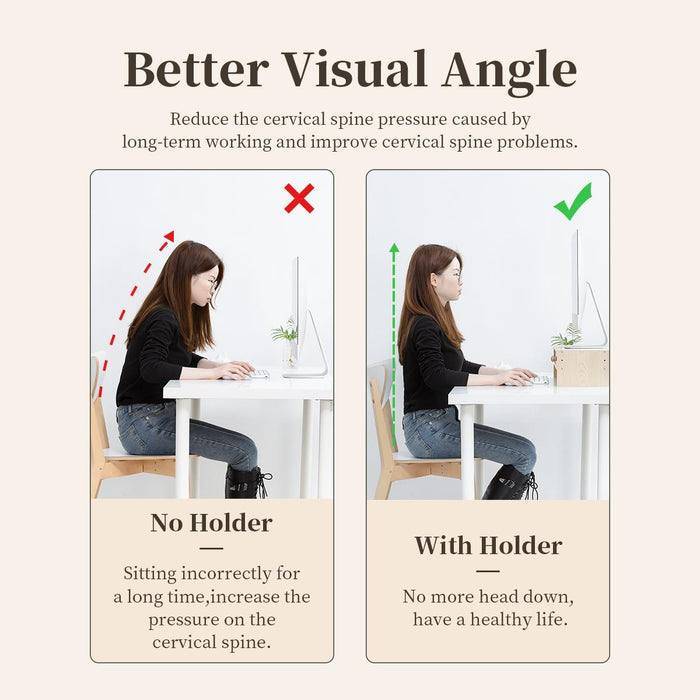 2-layer Wood Grain Computer Monitor Holder With Partition