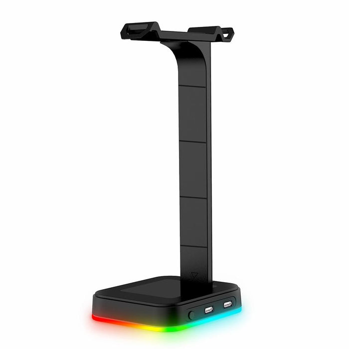 Rgbd9 Colourful Glowing Gaming Headset Display Stand With Charging & Data Transmission Dual Usb Interface Black