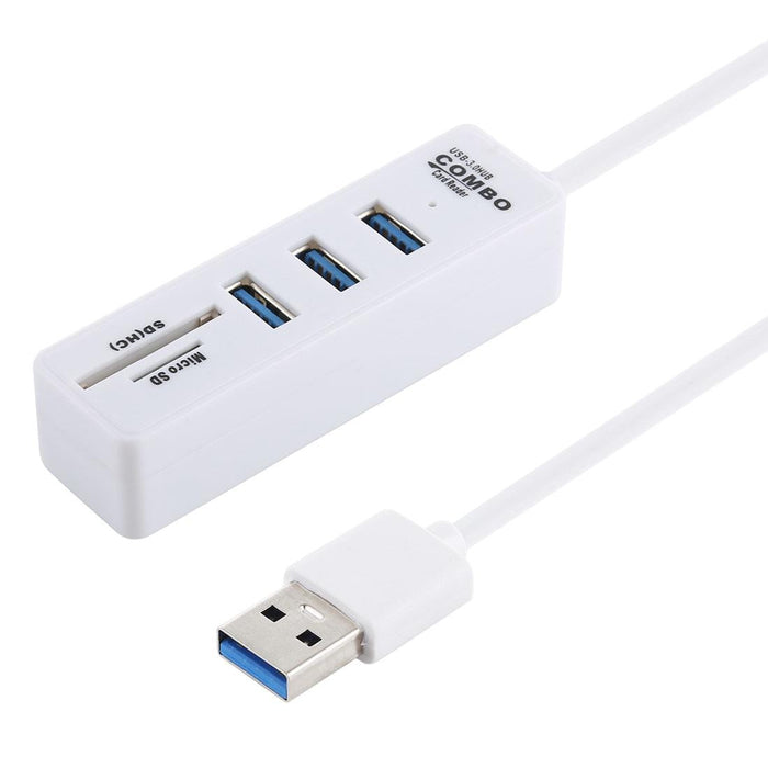 2-In-1 Usb 3.0 Hub Converter + 3X Usb Ports 26Cm Cable White