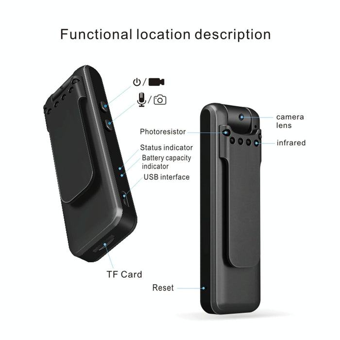 M13 1.0 Million Pixels 180 Degrees Rotating Lens Video Recorder Pen Black