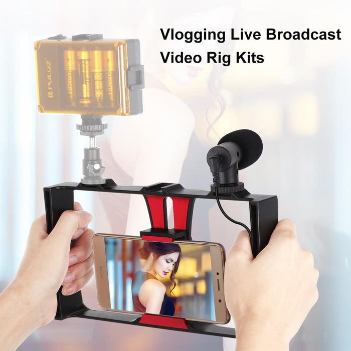 2 In 1 Live Broadcast Smartphone Video Rig & Microphone Kits For Iphone Galaxy Huawei Xiaomi Htc Lg Google And Other Smartphones