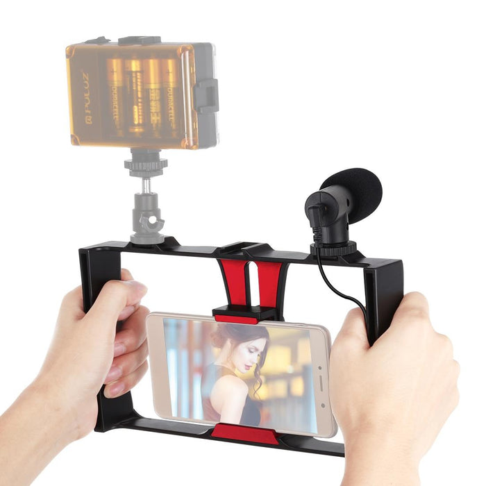 2 In 1 Live Broadcast Smartphone Video Rig & Microphone Kits For Iphone Galaxy Huawei Xiaomi Htc Lg Google And Other Smartphones