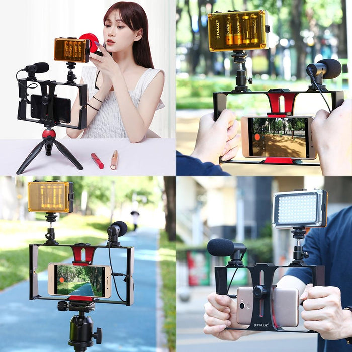 2 In 1 Live Broadcast Smartphone Video Rig & Microphone Kits For Iphone Galaxy Huawei Xiaomi Htc Lg Google And Other Smartphones