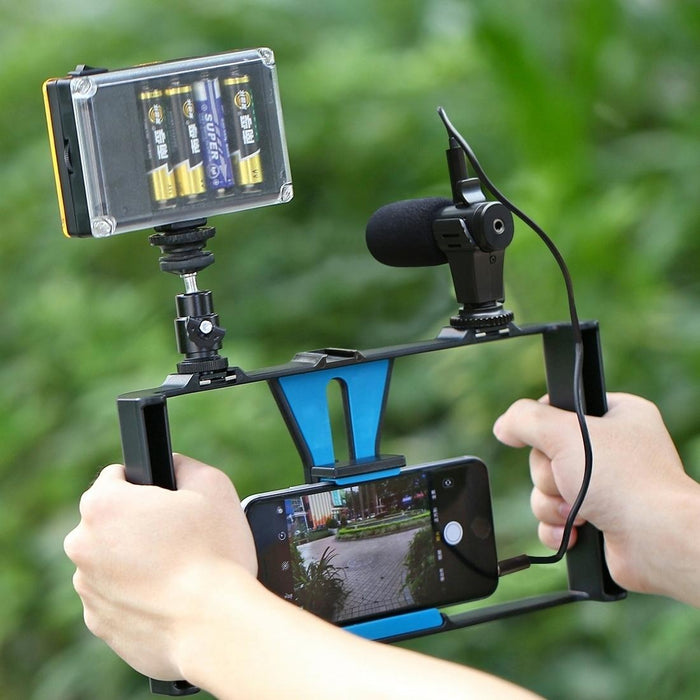 2 In 1 Live Broadcast Smartphone Video Rig & Microphone Kits For Iphone Galaxy Huawei Xiaomi Htc Lg Google And Other Smartphones