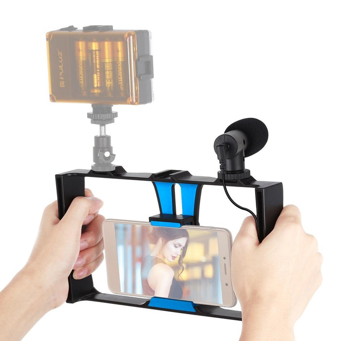 2 In 1 Live Broadcast Smartphone Video Rig & Microphone Kits For Iphone Galaxy Huawei Xiaomi Htc Lg Google And Other Smartphones