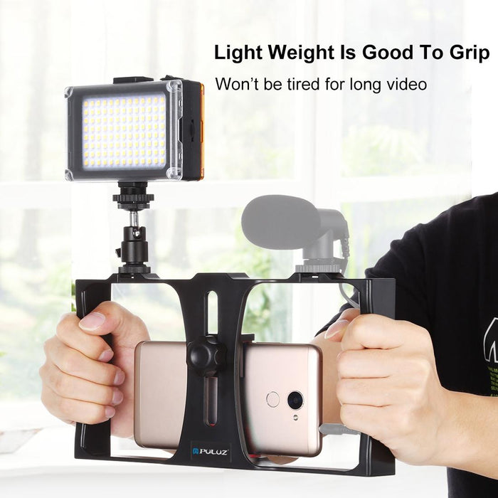 2 In 1 Vlogging Live Broadcast Led Selfie Light Smartphone Video Rig Kits With Cold Shoe Tripod Head