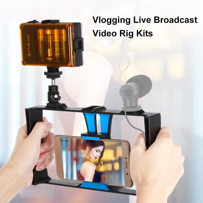 2 In 1 Vlogging Live Broadcast Led Selfie Light Smartphone Video Rig Kits With Cold Shoe Tripod Head