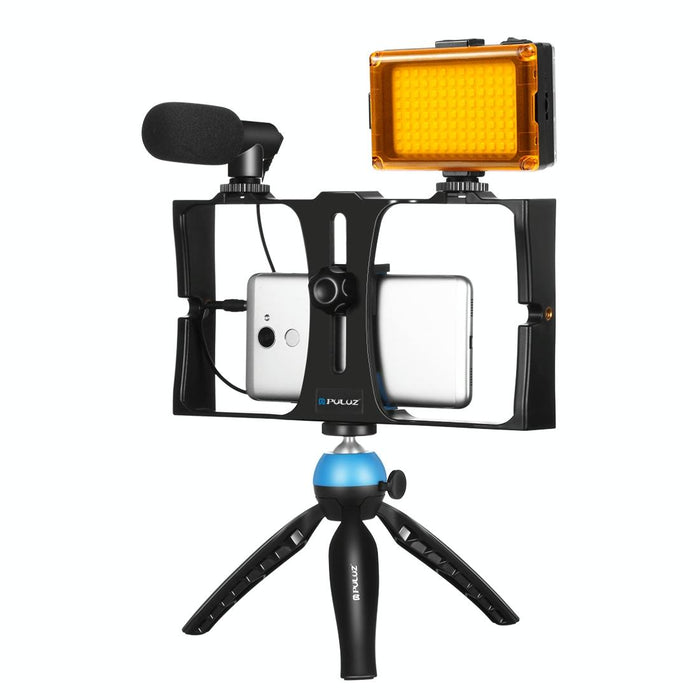 Vlogging Live Broadcast Led Selfie Light Smartphone Video Rig Kits With Microphone & Tripod Mount & Cold Shoe Tripod Head