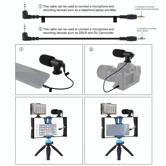 Vlogging Live Broadcast Led Selfie Light Smartphone Video Rig Kits With Microphone & Tripod Mount & Cold Shoe Tripod Head