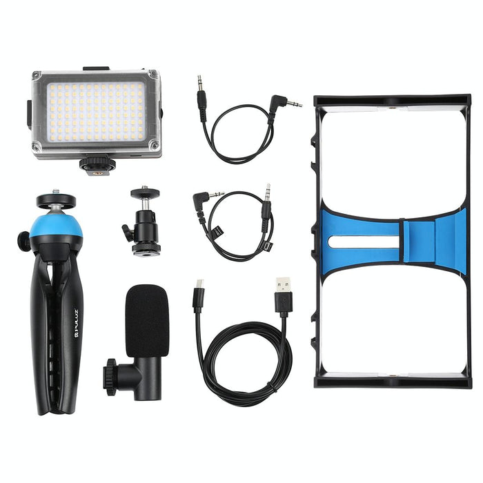 Vlogging Live Broadcast Led Selfie Light Smartphone Video Rig Kits With Microphone & Tripod Mount & Cold Shoe Tripod Head