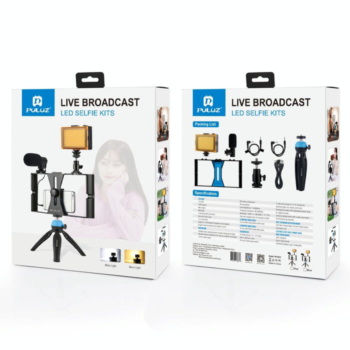 Vlogging Live Broadcast Led Selfie Light Smartphone Video Rig Kits With Microphone & Tripod Mount & Cold Shoe Tripod Head