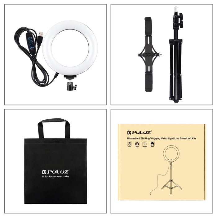 1.1M Tripod Mount & Live Broadcast Dual Phone Bracket & 6.2 Inch 16Cm Led Ring Vlogging Video Light Kits