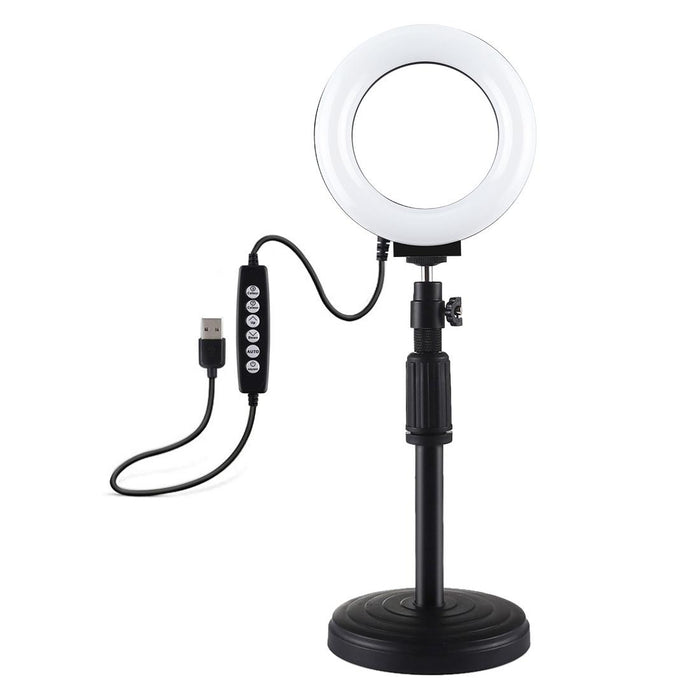 4.7 Inch 12Cm Curved Surface Ring Light & Round Base Desktop Mount Usb 10 Modes 8 Colour Rgbw Dimmable Led Ring Selfie Beauty Vlogging Photography Video Lights With Cold Shoe Tripod Ball Head Black