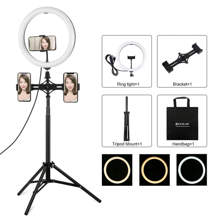 11.8 Led Ring Light Kit with Tripod & Dual Phone Bracket