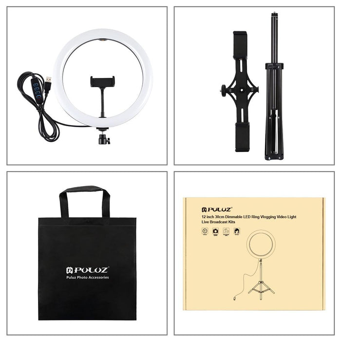 11.8 Led Ring Light Kit with Tripod & Dual Phone Bracket