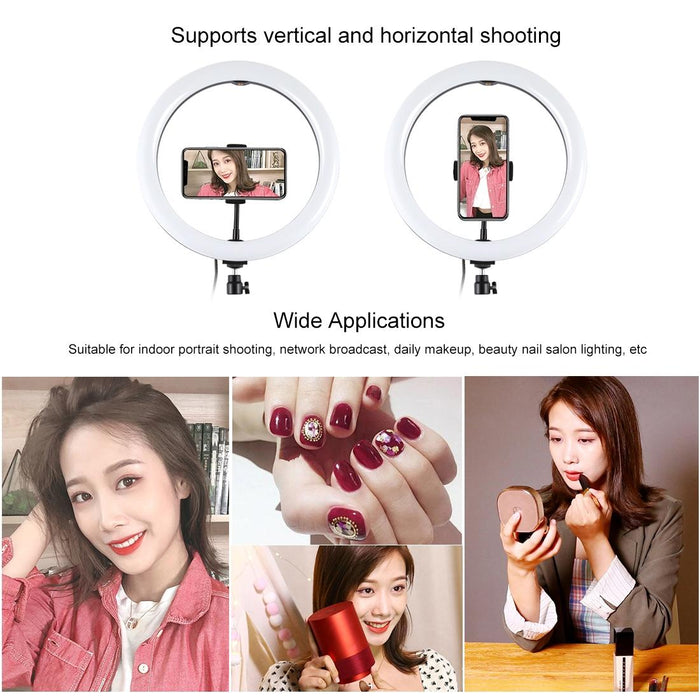 11.8 Inch 30Cm Rgbw Light & 1.65M Mount Curved Surface Rgbw Dimmable Led Ring Selfie Vlogging Light Live Broadcast Kits With Cold Shoe Tripod Adapter & Phone Clamp & Remote Control Black