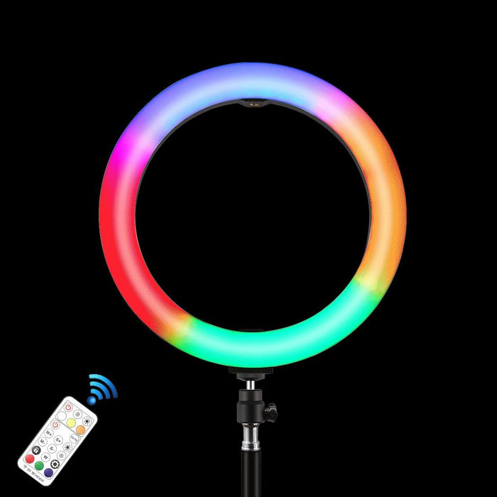 10.2 Inch 26Cm Marquee Led Rgbww Selfie Beauty Light & 1.1M Tripod Mount 168 Led Dual-Colour Temperature Dimmable Ring Vlogging Photography Video Lights With Cold Shoe Tripod Ball Head & Remote Control & Phone Clamp Black