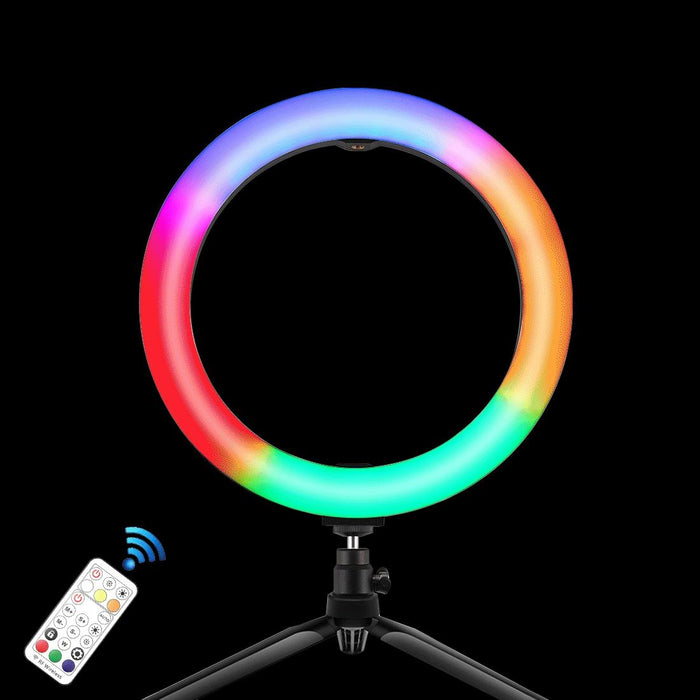 10.2 Inch 26Cm Marquee Led Rgbww Selfie Beauty Light & Desktop Tripod Mount 168 Led Dual-Colour Temperature Dimmable Ring Vlogging Photography Video Lights With Cold Shoe Tripod Ball Head & Remote Control & Phone Clamp Black