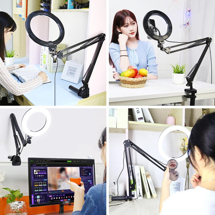7.9 Ring Light with Usb 3 Modes Dual Colour Phone Clamp
