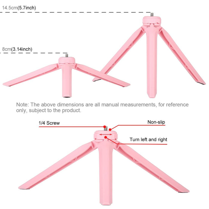 4.7 Inch 12Cm Light & Desktop Tripod Mount Usb 3 Modes Dimmable Led Ring Vlogging Selfie Photography Video Lights With Cold Shoe Tripod Ball Head Pink