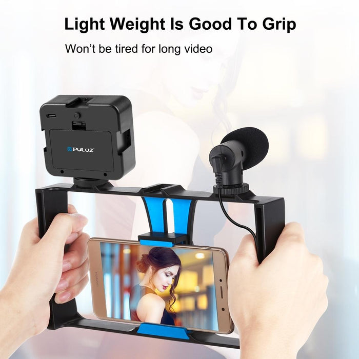 4 In 1 Vlogging Live Broadcast Led Selfie Fill Light Smartphone Video Rig Kits With Microphone & Tripod Mount & Cold Shoe Tripod Head