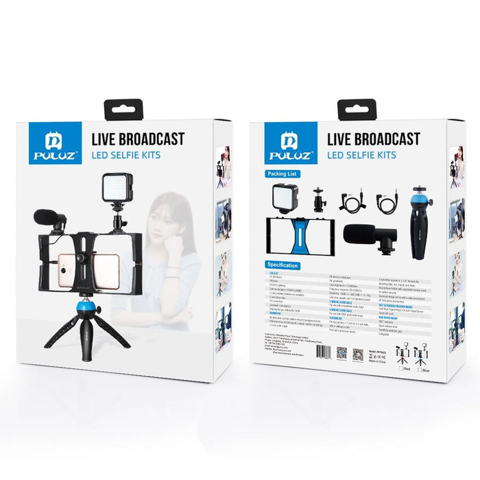 4 In 1 Vlogging Live Broadcast Led Selfie Fill Light Smartphone Video Rig Kits With Microphone & Tripod Mount & Cold Shoe Tripod Head