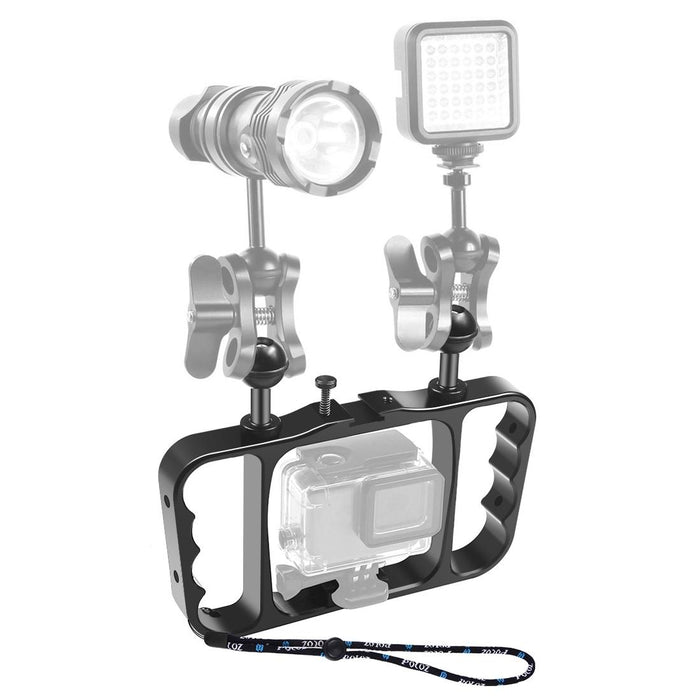 Aluminum Dual Handheld Diving Light Arm Mount for Action
