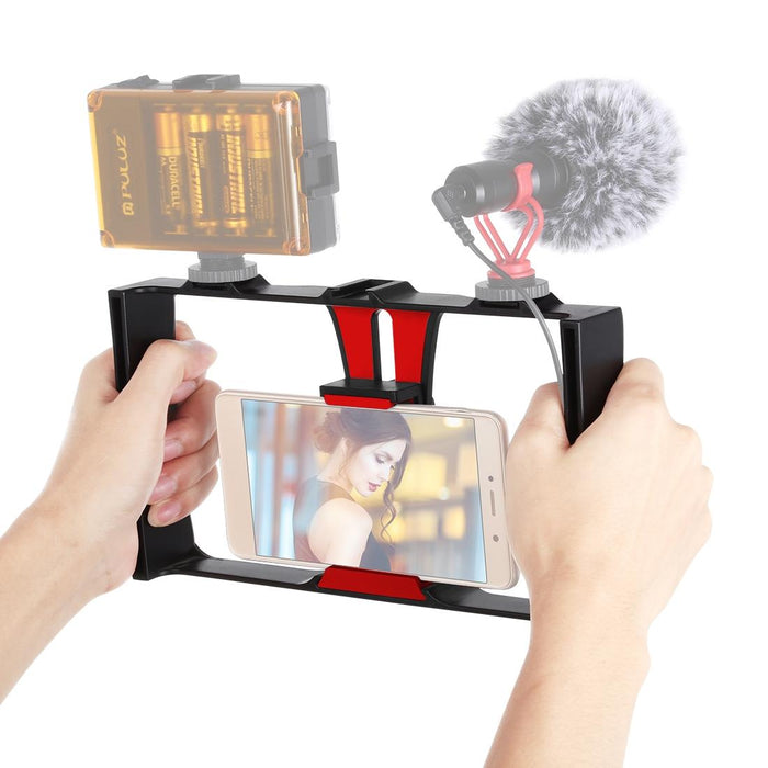 Vlogging Live Broadcast Smartphone Video Rig Filmmaking Recording Handle Stabilizer Bracket For Iphone Galaxy Huawei Xiaomi Htc Lg Google And Other Smartphones