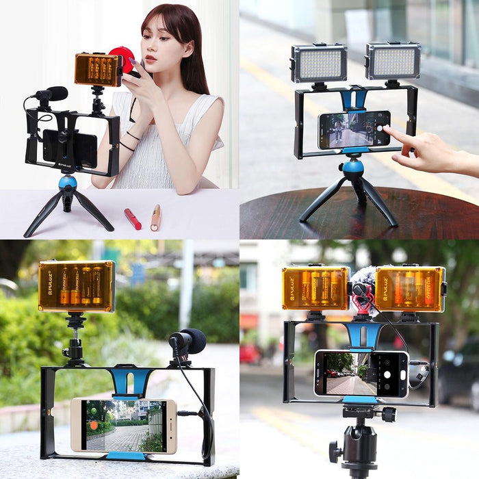 Vlogging Live Broadcast Smartphone Video Rig Filmmaking Recording Handle Stabilizer Bracket For Iphone Galaxy Huawei Xiaomi Htc Lg Google And Other Smartphones