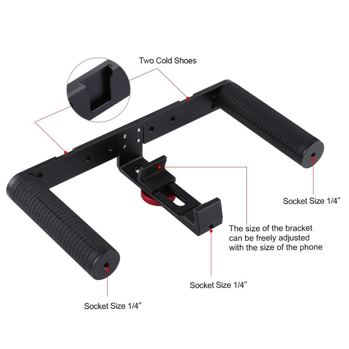 Vlogging Live Broadcast Smartphone Video Rig Filmmaking Recording Handle Stabilizer Aluminum Bracket For Iphone Galaxy Huawei Xiaomi Htc Lg Google And Other Smartphones