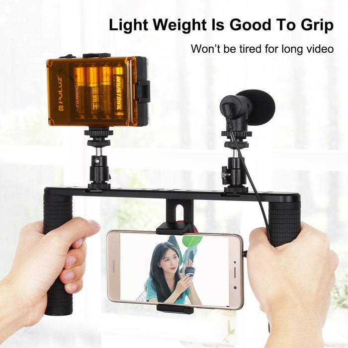 Vlogging Live Broadcast Smartphone Video Rig Filmmaking Recording Handle Stabilizer Aluminum Bracket For Iphone Galaxy Huawei Xiaomi Htc Lg Google And Other Smartphones