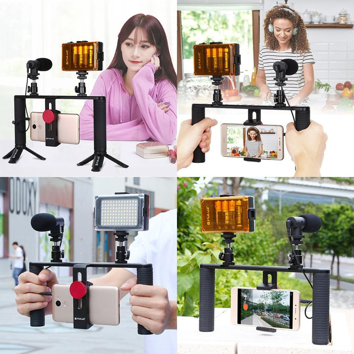 Vlogging Live Broadcast Smartphone Video Rig Filmmaking Recording Handle Stabilizer Aluminum Bracket For Iphone Galaxy Huawei Xiaomi Htc Lg Google And Other Smartphones