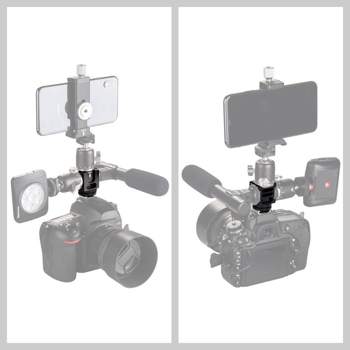 4-Head Hot Shoe Mount Adapter Microphone Flash Light Aluminum Alloy Holder Bracket