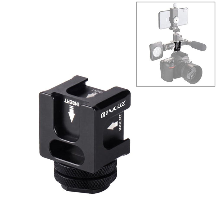 4-Head Hot Shoe Mount Adapter Microphone Flash Light Aluminum Alloy Holder Bracket