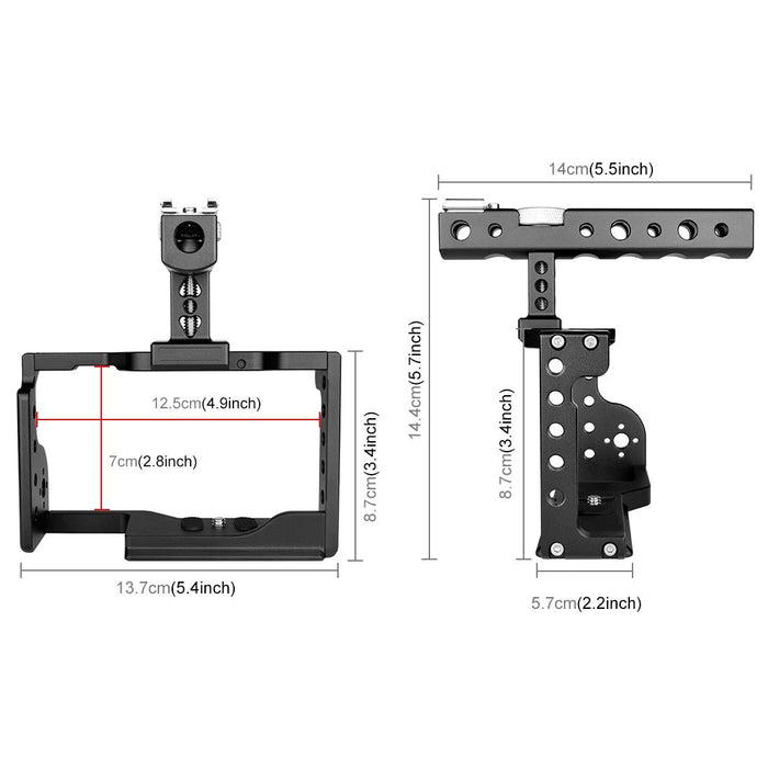 Video Camera Cage Stabilizer With Handle For Sony A6600 / Ilce-6600 Black