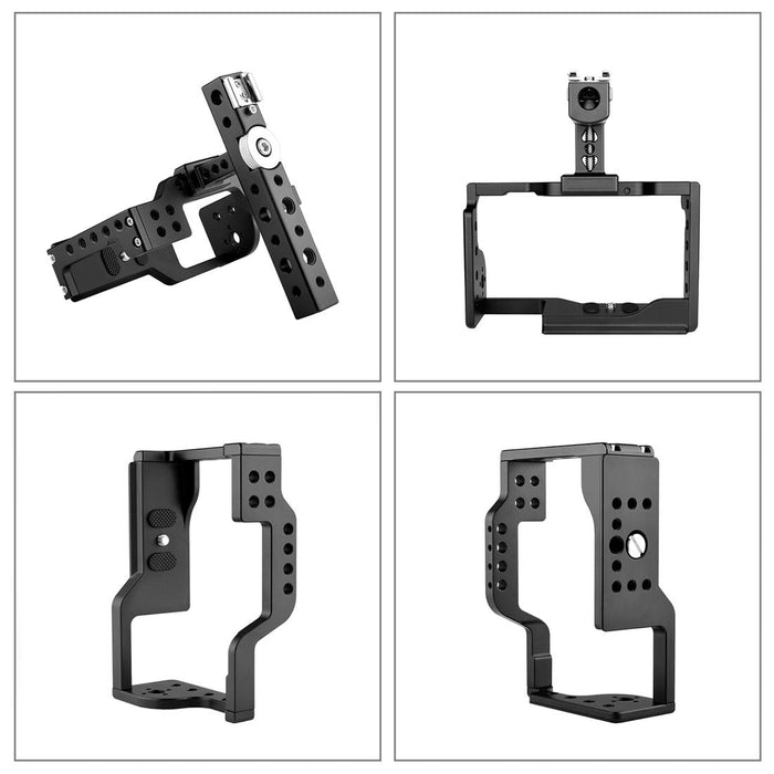 Video Camera Cage Stabilizer With Handle For Sony A6600 / Ilce-6600 Black