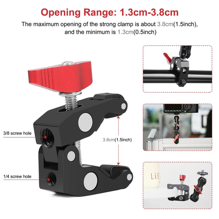 Multi-Function Magic Arm Ball Mount Clamp Crab Pliers Clip Red