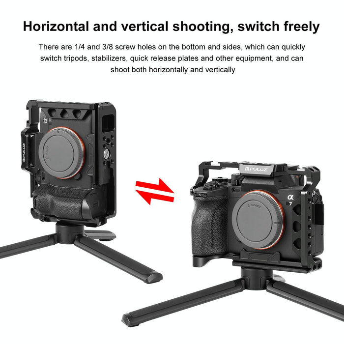 Metal Camera Cage Stabilizer Rig For Sony A7 Iv / Ilce-7M4 / A7M4 / A7M3 / A7R3 / A7R Iii Black