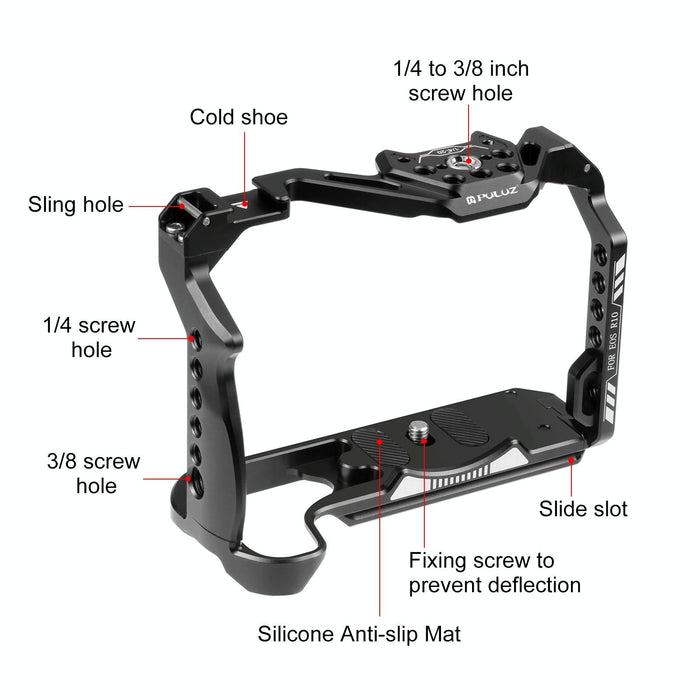 For Canon Eos R10 Metal Camera Cage Stabilizer Rig Black