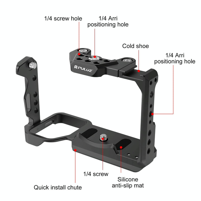 For Sony Ilme-Fx30 / Fx3 Metal Camera Cage Stabilizer Rig With Nota Slider Black