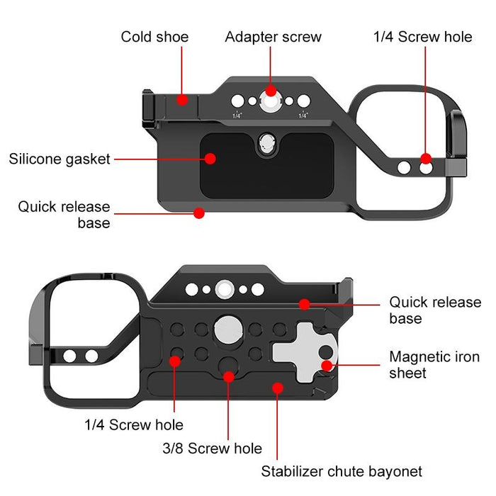 For Sony Zv-E1 Aluminum Alloy Camera Cage Stabilizer Black